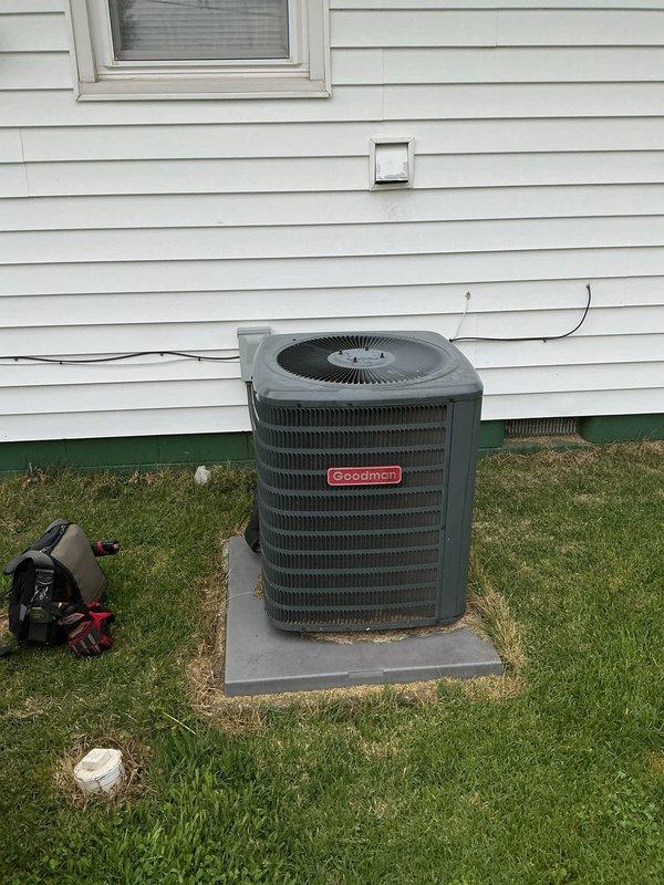 Completed annual planned maintenance on residential HVAC system consisting of Goodman outdoor condensing unit and Lennox furnace with air handler. Performed comprehensive system inspection, changed 16x25x5 air filter, checked all electrical connections and components, verified proper airflow and refrigerant levels, tested thermostat operation, and inspected condensate drainage system. All equipment operating within manufacturer specifications with no deficiencies noted at time of service.