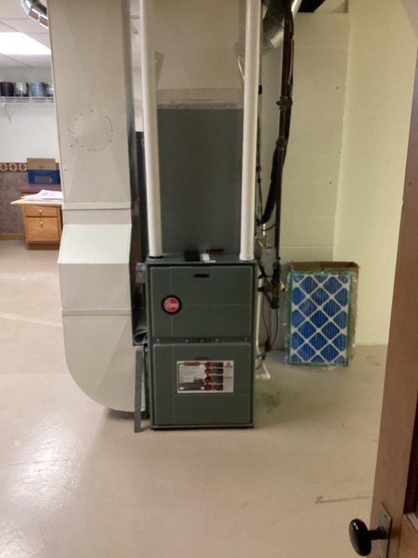 Completed comprehensive Platinum Level maintenance on single-system HVAC equipment including basement furnace unit and outdoor condensing unit. Performed full system inspection, verified operational status of all components, checked refrigerant lines and electrical connections at outdoor unit, confirmed proper airflow through both indoor and outdoor equipment, and documented existing blue and white pleated filter in place. All equipment found operating within normal parameters with no immediate service needs identified.