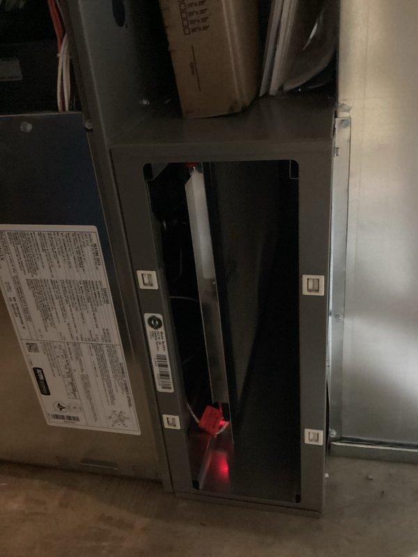 Completed first scheduled quarterly maintenance visit on HVAC system. Performed comprehensive inspection of air handler unit, verified proper operation of electronic control board with all sensors functioning normally as indicated by LED status lights, and installed new 16x25x5 air filter per maintenance schedule. All system components operating within normal parameters.