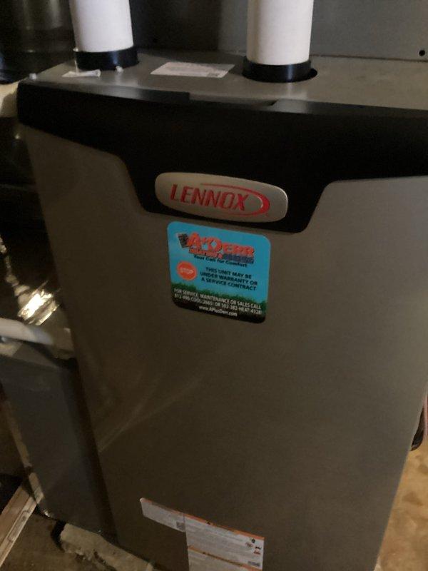 Completed annual Platinum Level maintenance on single-system Lennox HVAC unit with 16x25x5 filter. Performed comprehensive inspection of furnace control board, verified all electrical connections and low-voltage wiring, checked system operation, and documented equipment condition with photos of control panel and exterior unit.