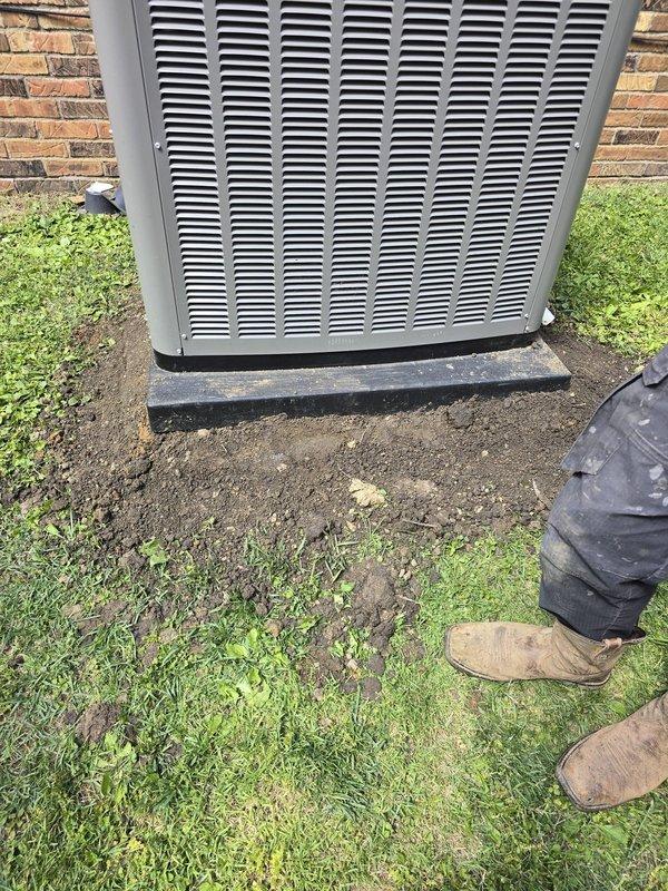 Responded to follow-up service request to level Lennox heat pump unit that was previously identified as requiring adjustment. Upon arrival, assessed unit positioning using spirit level and confirmed equipment was not properly leveled on existing pad. Adjusted heat pump to manufacturer specifications to ensure proper drainage, optimal compressor operation, and equipment longevity. Verified unit stability and levelness in all directions before completing service.