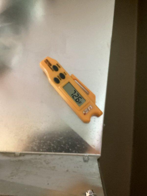 Completed first annual planned maintenance visit on 7-month-old HVAC system. Performed comprehensive system inspection, recorded temperature differential readings of 226°F using digital measurement instrument, verified CFI filter specifications, and confirmed thermostat programming with automatic update feature enabled and functioning properly.