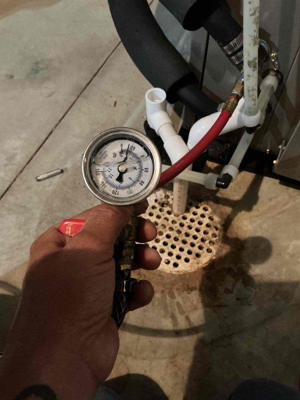 Performed follow-up site visit to diagnose non-operational electric heat strips that were identified during previous maintenance service. Conducted system pressure diagnostics using gauge testing at multiple connection points throughout the HVAC system, including assessment of refrigerant lines and associated plumbing components. Unable to restore heat strip functionality during this visit; additional follow-up appointment will be required with appropriate personnel to complete troubleshooting and repair of the electric heating elements.