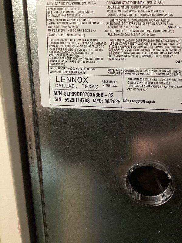 Completed first scheduled maintenance visit for dual HVAC system as part of three-month planned maintenance program. Inspected Lennox SLP99DF070XV36B furnace unit and verified all manufacturer specifications and safety labels were intact and legible. Replaced two 16x25x5 air filters per maintenance schedule to ensure optimal airflow and system efficiency. Verified thermostat connectivity and Wi-Fi network integration, confirming proper communication between thermostat, router, and remote monitoring capabilities. All system components operating within normal parameters with successful connection status across all control interfaces.