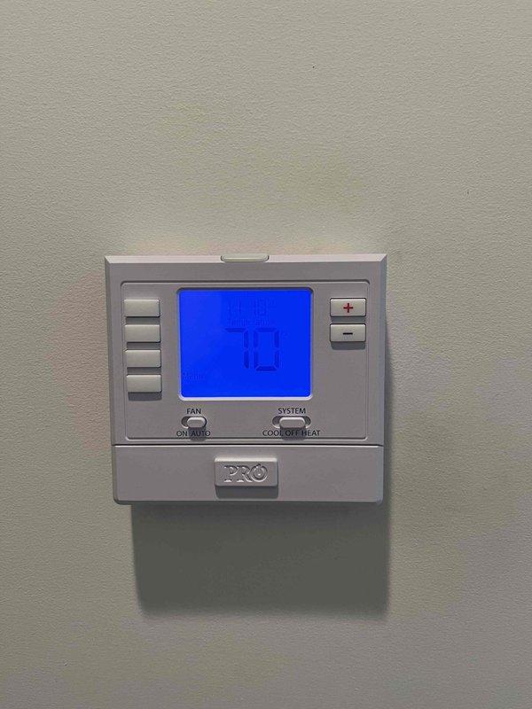 Completed annual Gold Level planned maintenance on residential HVAC system consisting of 7-year-old Goodman furnace and associated components. Performed comprehensive inspection of heating system, replaced air filter, verified thermostat operation and programming functionality, checked all safety controls, inspected ductwork connections, and documented system condition with photographs. All equipment operating within normal parameters at time of service.