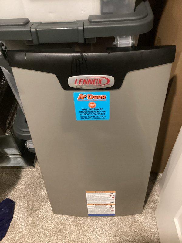 Completed Platinum Level annual maintenance on dual-zone HVAC system for new customer. Performed comprehensive inspection and servicing of both Lennox Elite air handler units, including filter replacement, system performance verification, condensate drain line inspection, and documentation of equipment condition with warranty stickers visible and intact. All systems operating within manufacturer specifications with no immediate concerns identified.