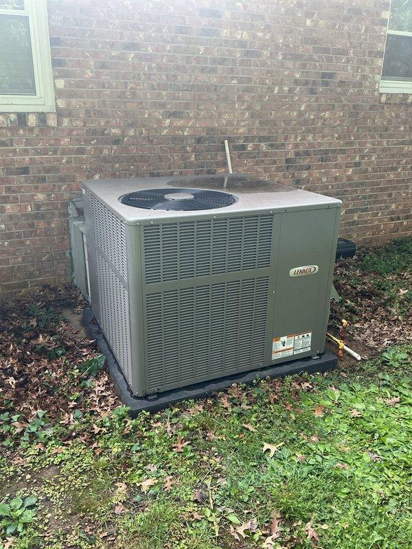Responded to no cooling call on Lennox outdoor unit. Found tripped breakers and failed contactor relay preventing compressor operation. Thermostat (Nest) was unable to communicate with HVAC system due to electrical fault. Replaced defective contactor relay and associated wiring connections. Restored power, verified proper thermostat communication, and confirmed system operation with adequate airflow and cooling capacity. System returned to normal operation.