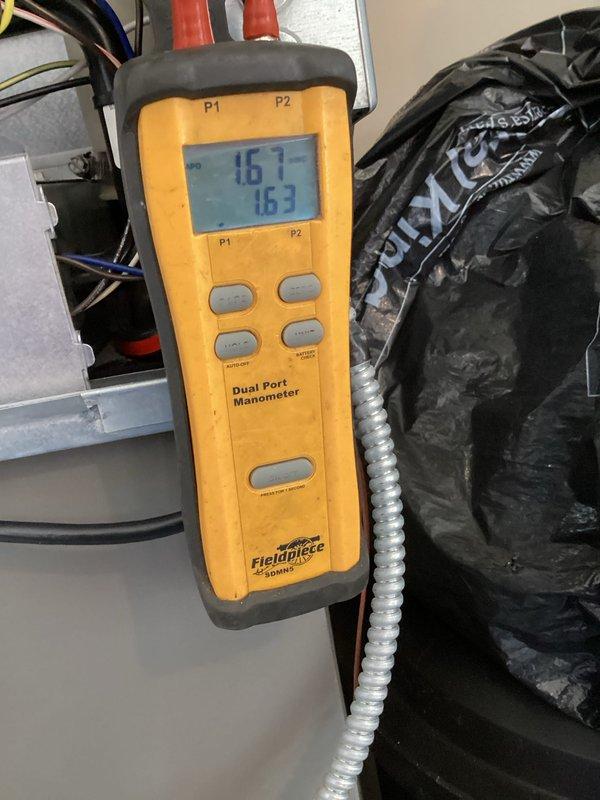 Completed first annual Platinum Level maintenance on a one-year-old single-system HVAC unit. Performed comprehensive system inspection including static pressure measurements using digital manometer, verified proper airflow and system balance, checked level positioning of equipment, and documented system conditions with photographs. All components operating within manufacturer specifications with no issues identified.