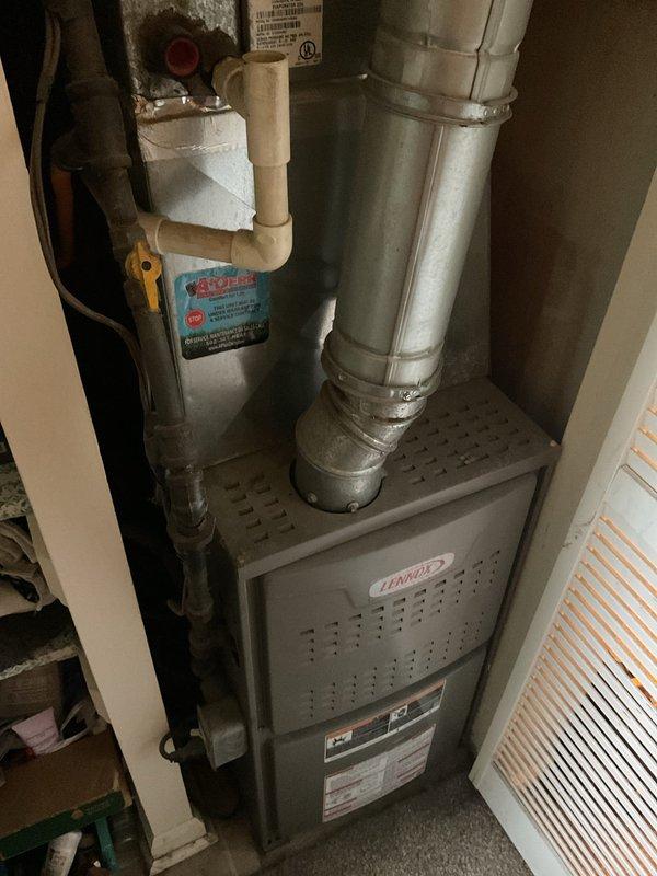 Completed Gold Level maintenance on 13-year-old Lennox furnace system during second visit. Performed comprehensive system inspection including temperature verification at supply register reading 72.5°F, checked gas line connections and safety shutoff valve, inspected ductwork and PVC condensate drain lines, and replaced 14x24x1 air filter. Provided smart thermostat options for future upgrade installation as requested.