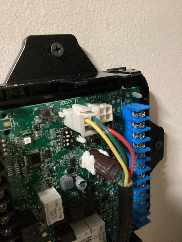Completed first scheduled quarterly maintenance visit on HVAC system. Inspected and photographed control board assembly showing proper operation of all electronic components, sensor connections, and terminal blocks. Verified Lennox S40 smart thermostat functionality with successful Wi-Fi connectivity to NETGEAR72 network and confirmed communication pathway through internet service provider to server. Replaced 16x25x5 air filter as part of routine three-month maintenance protocol.