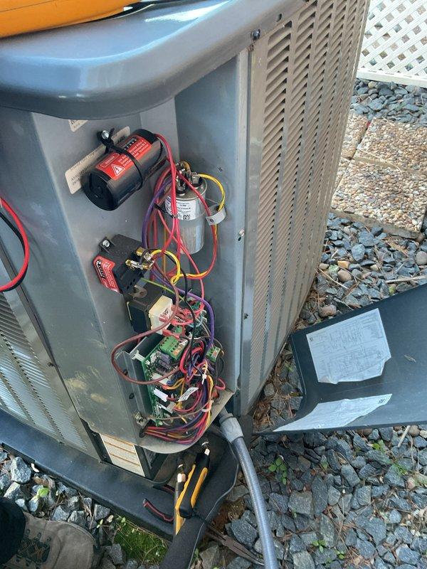 Completed Platinum Level maintenance on dual HVAC system during annual second visit. Inspected both indoor air handler and outdoor condensing unit, verifying all electrical components, capacitors, circuit boards, and blower motor operation. Replaced 16x25x5 and 20x25x5 filters, checked all wire connections, and confirmed proper system functionality on both units.