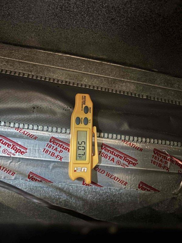 Completed comprehensive AC tune-up and preventative maintenance as part of membership plan. Installed new 16x20x1 air filter, inspected electrical contactors and wiring connections, and performed temperature diagnostics on ductwork insulation showing 57.1°F reading. All system components tested and operating within normal parameters.