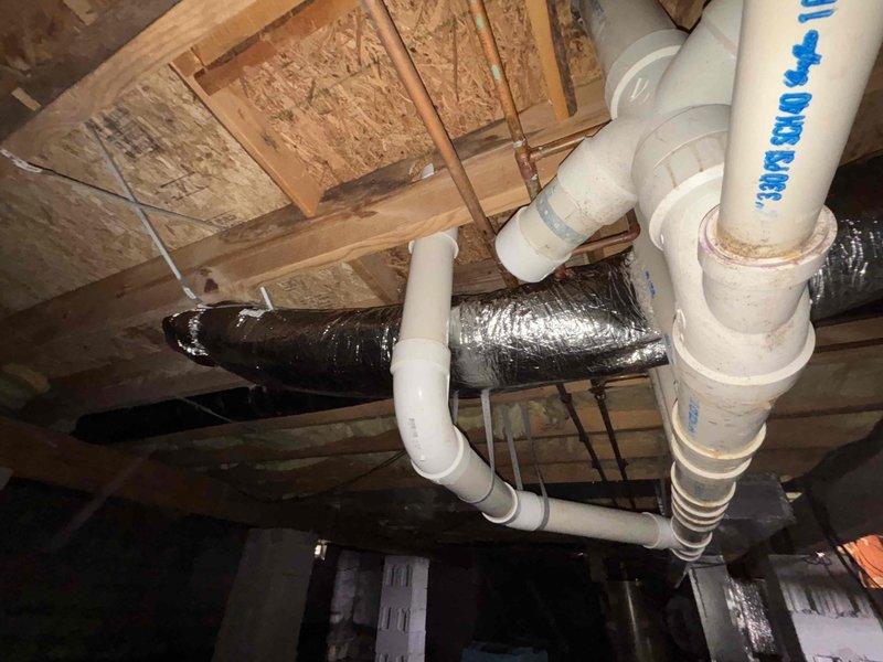Replaced deteriorated flexible duct runs in crawl space with new insulated flex ductwork, properly securing all runs to floor joists with appropriate strapping and ensuring proper connections to existing HVAC system. All ductwork was installed to manufacturer specifications with adequate support and sealed connections to maintain system efficiency.
