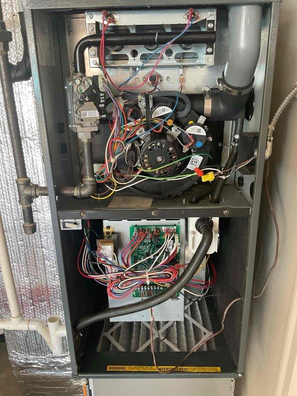 # HVAC Maintenance - Planned Single Maintenance

Completed Gold Level preventive maintenance service on a 9-year-old residential HVAC system, including thorough inspection of the furnace unit with access to blower motor assembly, gas valve, control board, electrical connections, and condensate drainage components. Verified all wiring connections, tested safety controls, inspected heat exchanger, and replaced 16x25x5 air filter to ensure optimal system performance and efficiency.