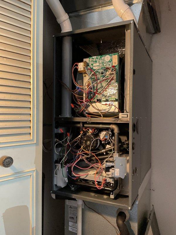 Completed Platinum Level maintenance on 3-year-old HVAC system during second annual visit. Performed comprehensive inspection of outdoor condensing unit including capacitor testing, electrical connections verification, and CoreSense diagnostic evaluation. Inspected indoor furnace assembly, control board operation, and blower motor components. Replaced 20x20x5 air filter and confirmed all system components operating within manufacturer specifications.