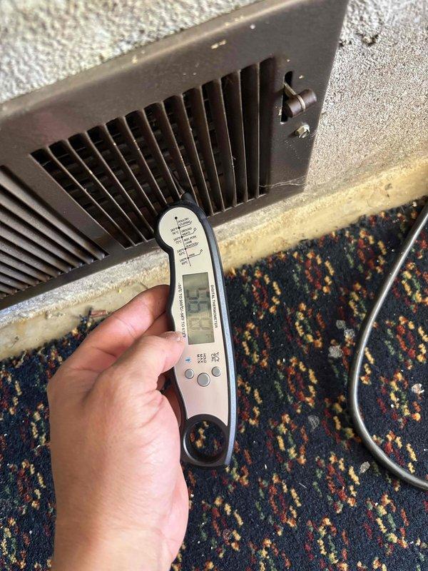 Completed annual Platinum Level maintenance on a 1-year-old HVAC system during the first scheduled visit. Performed comprehensive system inspection including temperature diagnostics at supply registers, verified proper airflow through vents, and accessed outdoor unit electrical compartment to inspect all wiring connections, capacitor, and internal components. Replaced 16x25x5 air filter and documented system performance with photographic evidence. All electrical connections were secure, capacitor tested within normal parameters, and system operating efficiently with no deficiencies noted.