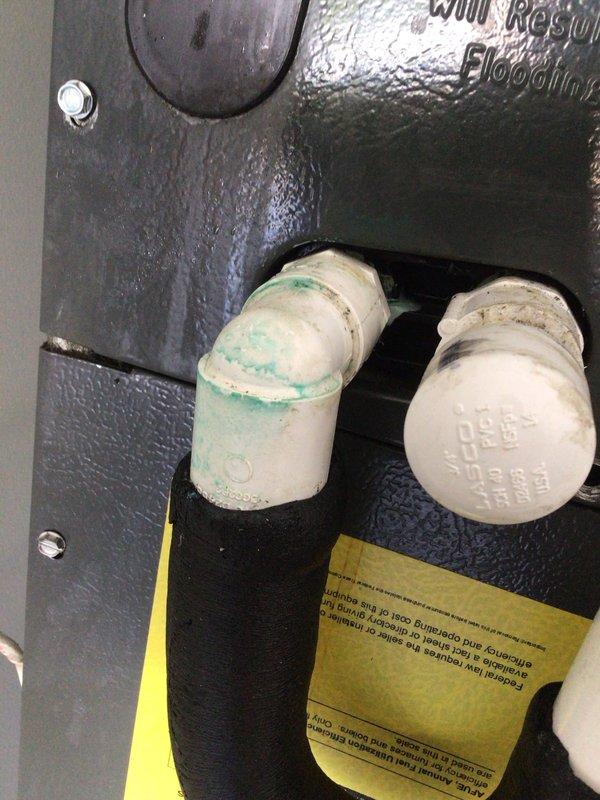 Completed follow-up service to replace evaporator coil drain pan on garage-located HVAC system. Installed new drain pan with proper PVC drainage connections and verified condensate flow. System tested and confirmed operational with all components functioning properly.