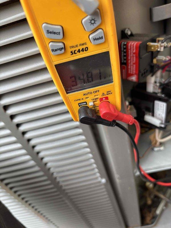 Completed annual planned maintenance service on HVAC system as part of second visit for 17x21x5 unit. Performed comprehensive system inspection including exterior refrigerant line assessment, electrical component testing with digital multimeter recording 57.81 voltage reading, and condenser coil evaluation. All components functioning within normal parameters; system ready for continued operation and customer advised regarding service renewal.