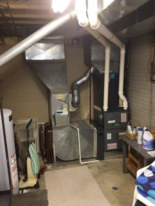 Completed second annual Platinum Level maintenance on 6-year-old HVAC system in basement utility area. Replaced 24x25x5 air filter, performed comprehensive inspection of air handler unit and associated components, verified proper operation of all mechanical systems, and checked refrigerant lines and connections. All equipment found operating within normal parameters; customer's annual maintenance plan is due for renewal.