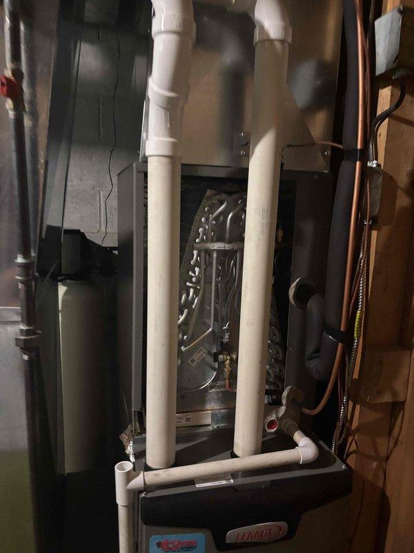 Completed annual Platinum Level maintenance on a 3-year-old residential HVAC system consisting of a Lennox furnace and outdoor condensing unit. Performed comprehensive inspection of both indoor and outdoor components, replaced 16x25x4 air filter, cleaned burner assembly, checked heat exchanger integrity, verified proper venting through PVC intake and exhaust pipes, and inspected refrigerant lines and insulation. Tested all safety controls, verified gas connections, cleaned outdoor condenser coil, and confirmed optimal system operation. All components found to be functioning within manufacturer specifications with no immediate concerns noted.