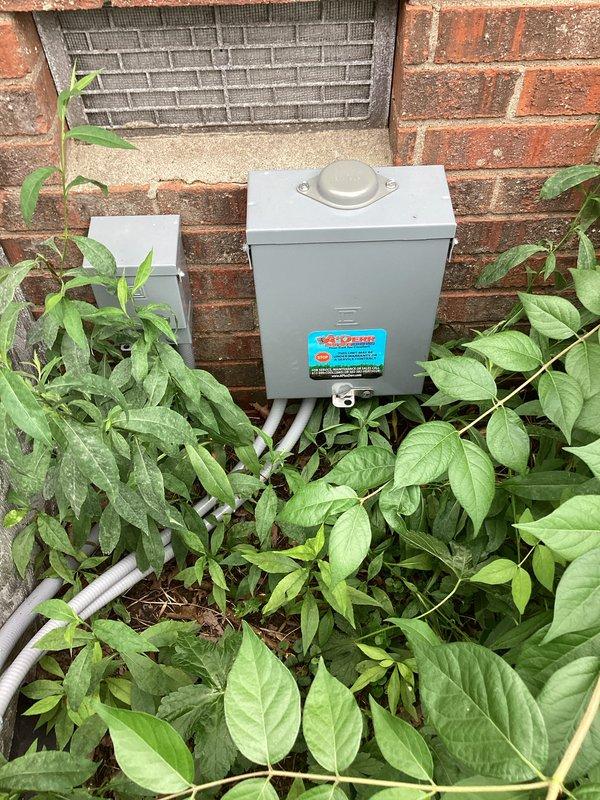 Completed annual Platinum Level maintenance on single-system residential HVAC unit with 20x20x5 filter. System was installed in March 2024 and this was the first scheduled maintenance visit. Performed comprehensive inspection of outdoor unit including electrical disconnect box and conduit connections mounted on exterior foundation. Measured and documented ambient temperature reading of 55.1°F at equipment location. Inspected all accessible components, electrical connections, and refrigerant lines. Cleared vegetation growth around outdoor unit base and conduits to ensure proper airflow and accessibility. Verified system operation and documented equipment condition with photographic records. All maintenance tasks completed per Platinum Level service protocol specifications.