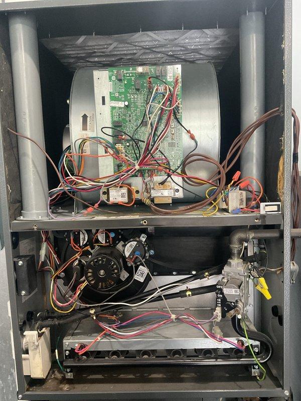 # HVAC Maintenance Summary

Completed second annual Platinum Level maintenance visit on an 8-year-old single system with 20x25x5 filter configuration. Performed comprehensive inspection of furnace cabinet, including control board diagnostics, blower motor assembly verification, and gas valve examination. Inspected heat exchanger and burner assembly for proper operation and signs of wear. Verified all electrical connections, wiring harnesses, and control circuits for safety and functionality. Checked ductwork connections and plenum integrity. System operating within normal parameters. Customer due for service agreement renewal.