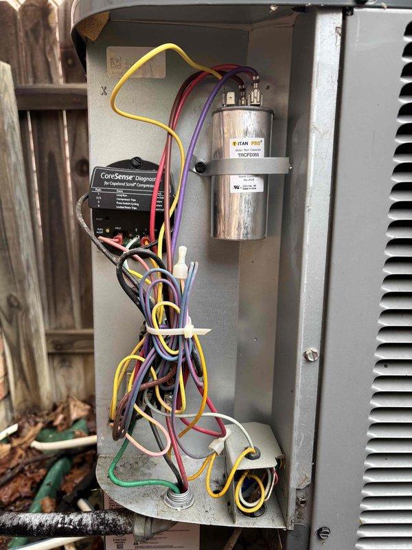 Completed monthly Platinum Level maintenance on a 5-year-old HVAC system. Replaced 16x25x2 polarized filter and performed comprehensive system inspection. Measured and recorded temperature differential at 52.8°F, indicating proper system performance. Inspected electrical components including TITAN PRO capacitor and CoreSense diagnostic module, verifying all connections were secure and functioning correctly. All wiring, terminals, and control components showed normal operation with no signs of wear or damage. System operating within manufacturer specifications with no issues identified. Documentation photos captured for service records.
