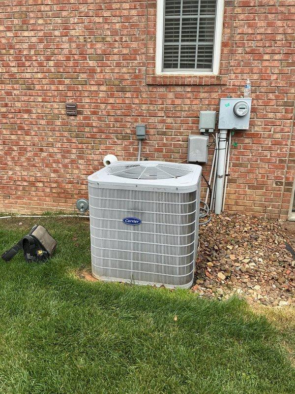 Completed second annual Gold Level planned maintenance visit on 11-year-old Carrier HVAC system. Performed comprehensive inspection of indoor furnace unit located in basement utility area and outdoor condensing unit, verified proper operation of all components, checked refrigerant levels, inspected electrical connections and control systems, examined condensate drain lines and PVC piping for proper drainage, and replaced 24x25x4 air filter. All equipment operating within manufacturer specifications with no issues identified at this time.