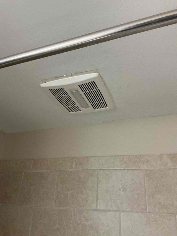 Replaced one standard exhaust fan unit and one combination fan/light fixture in two separate bathroom locations. Both units were successfully installed, ceiling-mounted, and tested for proper ventilation and illumination functionality.