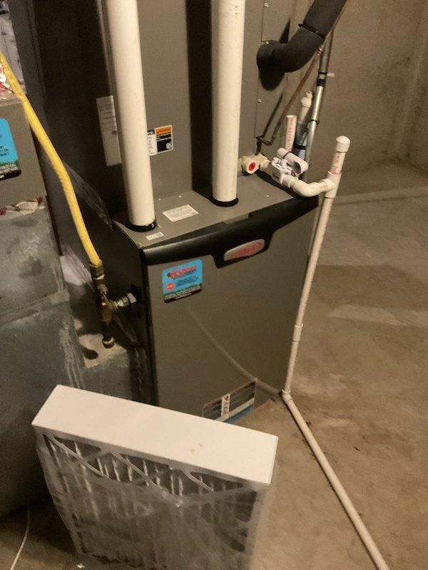 Completed monthly platinum-level preventive maintenance on a 2-year-old residential HVAC system. Performed comprehensive system inspection, replaced standard air filter, verified proper airflow through floor registers using calibrated digital measurement instruments, and confirmed all exhaust venting, condensate drainage lines, and gas connections were secure and functioning correctly.
