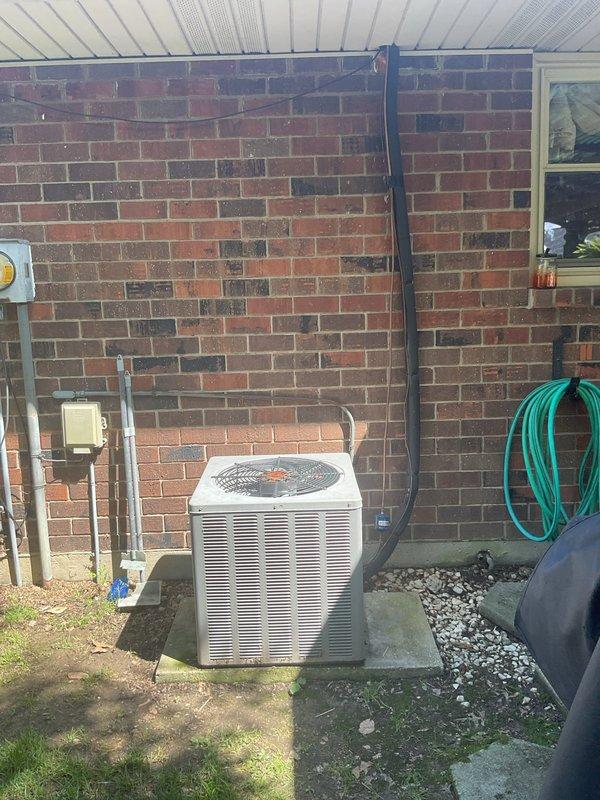 Conducted comprehensive HVAC system replacement estimate for non-operational residential heating and cooling equipment. Evaluated existing furnace/air handler unit located in interior mechanical closet and outdoor condensing unit positioned on exterior concrete pad against brick foundation. Assessed current system configuration including ductwork connections, refrigerant line routing, electrical service requirements, and overall installation conditions to provide homeowner with replacement options and specifications for new equipment installation.