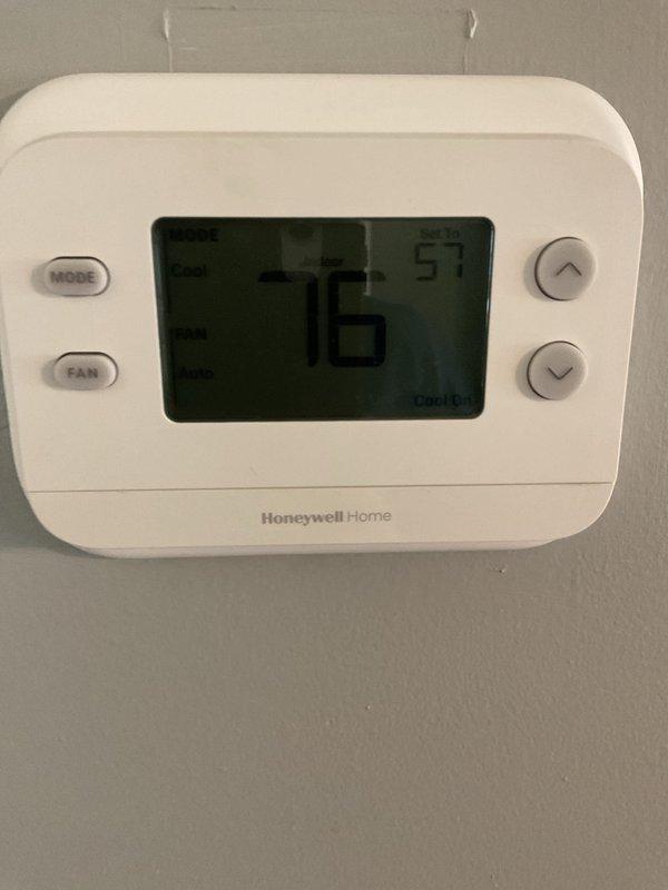 Completed Platinum Level planned maintenance on a 4-month-old single-system HVAC unit during the first annual visit. Performed comprehensive system diagnostics using digital multimeter on outdoor condensing unit, verified thermostat operation and calibration with unit displaying 76°F setpoint, and replaced 16x25x4 air filter. Conducted electrical testing with multi-lead connections to assess compressor performance, capacitor functionality, and overall system efficiency. Inspected refrigerant lines, conduit connections, and exterior unit condition. All components operating within manufacturer specifications with no issues identified during this initial scheduled maintenance visit.