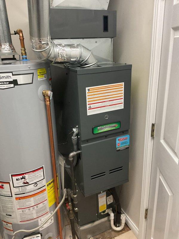 Completed second annual Platinum Level maintenance visit on a 4-year-old HVAC system. Performed comprehensive inspection and servicing of furnace unit, including filter replacement with 16x20x5 media filter, verification of all safety labels and operational controls, and inspection of ventilation ductwork and connections. All equipment operating within manufacturer specifications with no deficiencies noted.
