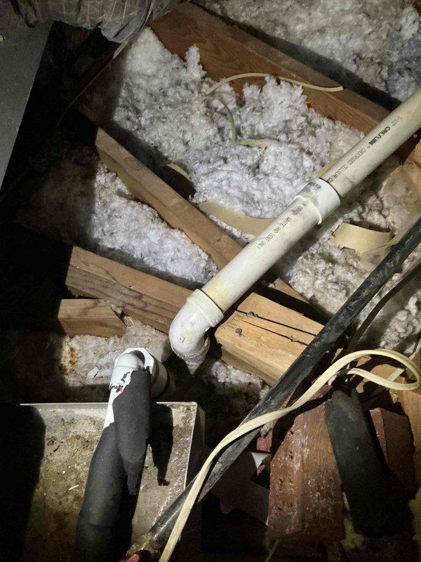 Responded to follow-up service call for recently installed HVAC system experiencing thermostat connectivity issues. System was cooling properly, but thermostat displayed intermittent blanking and would not maintain connection to mobile app despite showing accurate temperature readings of 76°F. Inspected thermostat wiring in attic space, checked C-wire connection and power supply to ensure proper communication between thermostat and air handler. Verified Wi-Fi signal strength at thermostat location and reconfigured wireless settings. Cycled power to thermostat and HVAC system to reset communication protocol. Confirmed thermostat display remained stable and mobile app connectivity was restored with real-time temperature updates functioning correctly.
