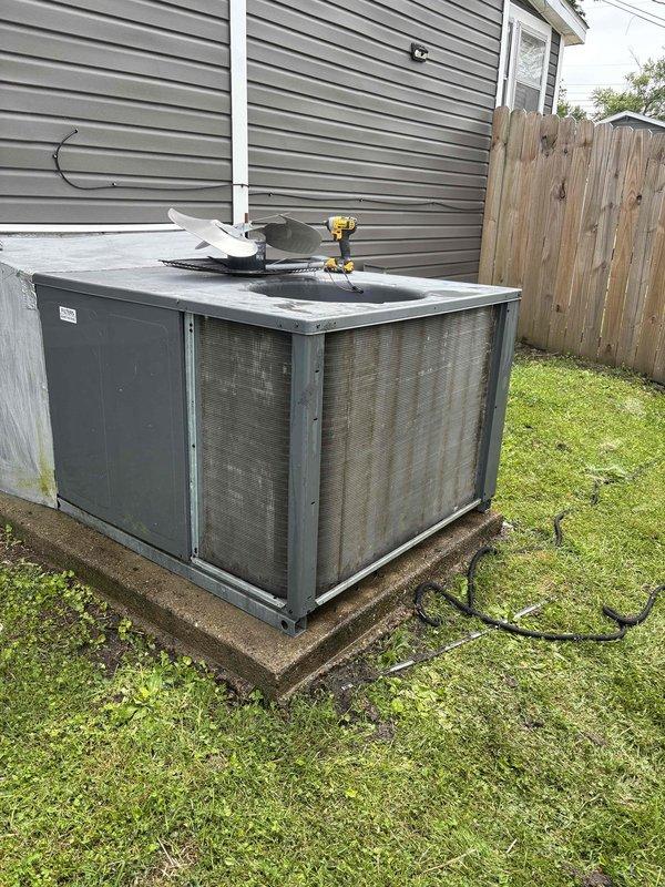 Completed second annual Gold Level maintenance visit on 5-year-old residential air conditioning system. Performed comprehensive AC tune-up including inspection of condenser unit, cleaning of exterior panels and coil surfaces which showed moderate dirt and debris accumulation, verification of refrigerant levels via copper line connections, testing of electrical components, and replacement of 16x25x4 air filter. System operating within normal parameters with no mechanical issues identified; all components functioning properly and unit ready for continued service.
