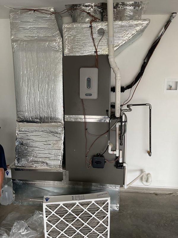 Completed comprehensive platinum-level maintenance on a residential single-zone HVAC system less than one year old during the first annual service visit. Performed thorough inspection and maintenance of both the indoor air handler unit and outdoor Bryant condenser unit, including filter replacement, system diagnostics with gauges, and verification of proper operation of all components including ductwork, refrigerant lines, condensate drain system, and electrical connections.