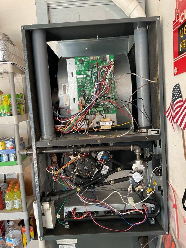 Completed Platinum Level maintenance on single HVAC system including inspection of outdoor condensing unit and indoor air handler. Performed filter replacement with 20x20x5 filter, verified electrical connections and components, inspected control boards and wiring in both units, and confirmed proper operation of blower motor and capacitor. All system components operating within normal parameters.