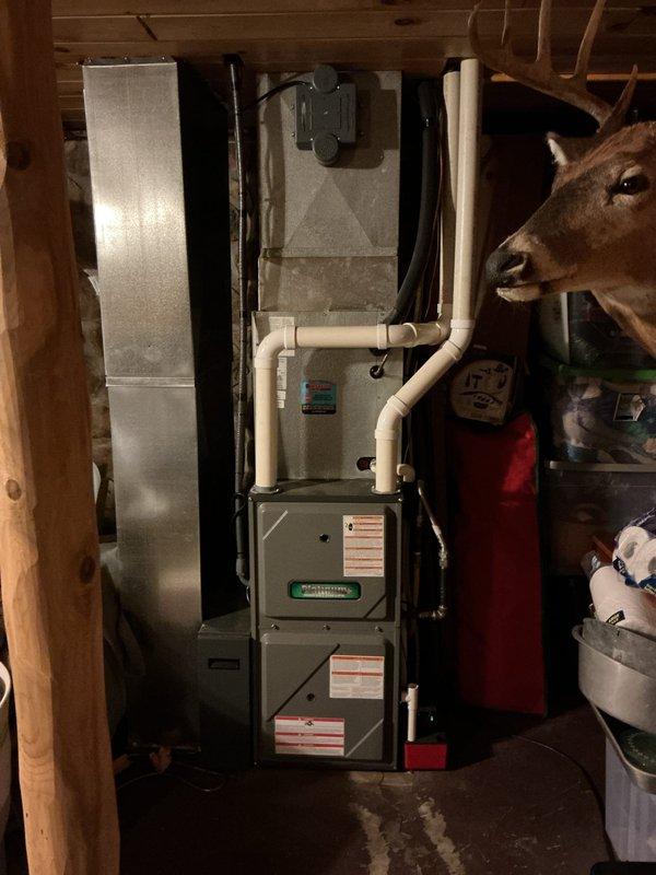 Completed Platinum Level planned maintenance on a 6-year-old residential HVAC system consisting of one furnace and air conditioning unit. Performed comprehensive tune-up including inspection of indoor furnace unit with PVC condensate drainage system and outdoor condenser unit, replaced 16x25x2 polarized air filter, verified proper operation of all system components, and confirmed adequate airflow and refrigerant levels. System is operating within manufacturer specifications and ready for continued service.