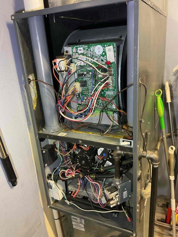 Completed scheduled HVAC system maintenance on both indoor furnace unit and outdoor condensing unit. Performed comprehensive tune-up including inspection of all electrical components, circuit boards, blower motor assembly, capacitor, and wiring connections. Utilized diagnostic equipment to test system performance and verify proper operation of all components. Both units inspected, cleaned, and confirmed to be functioning within normal parameters.