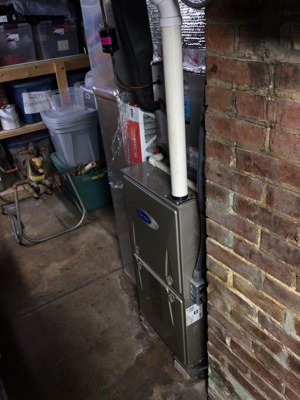 Completed annual Gold Level planned maintenance on 10-year-old HVAC system with 16x25x5 filter. Performed comprehensive inspection of furnace unit and associated components in basement utility area, verified proper operation of heating system, checked all electrical connections, inspected ductwork and venting systems including PVC condensate drain, and documented equipment condition with photos. All components found operating within normal parameters.