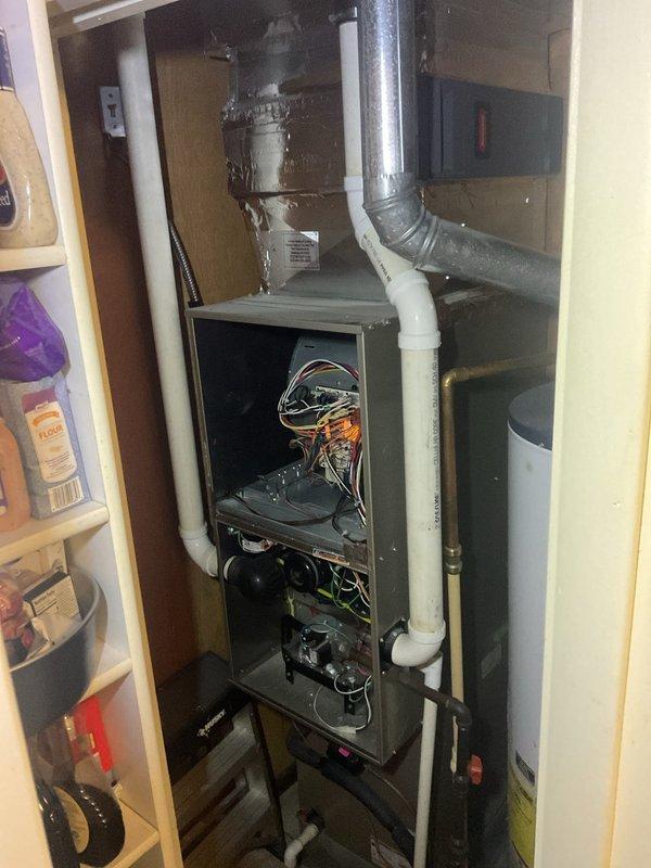 Completed monthly Platinum Level maintenance on a 10-year-old HVAC system. Performed comprehensive inspection of indoor air handler unit and outdoor condensing unit, replaced 20x20x5 air filter, verified electrical connections and wiring integrity, checked refrigerant levels, inspected condensate drain lines and PVC piping, tested system operation and airflow, and documented equipment condition with photographic records. All components operating within normal parameters.