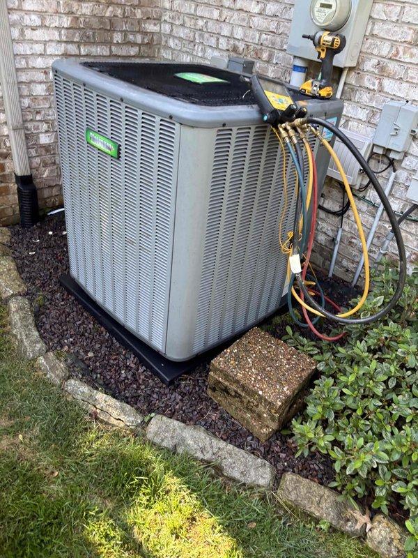 Completed Platinum Level maintenance on residential HVAC system during second annual visit. Serviced outdoor condenser unit and indoor furnace, replaced 16x25x5 air filter, performed system diagnostics with manifold gauges, and verified proper operation of all components. All equipment found operating within manufacturer specifications.