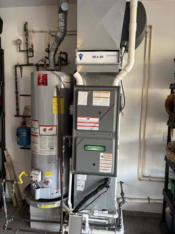 Completed Platinum Level maintenance on residential HVAC system during second annual visit. Serviced outdoor condenser unit and indoor furnace, replaced 16x25x5 air filter, performed system diagnostics with manifold gauges, and verified proper operation of all components. All equipment found operating within manufacturer specifications.