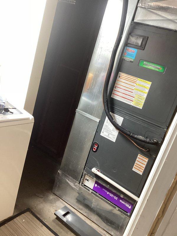 Responded to no cooling call on 6-year-old heat pump system with indoor temperature at 79°F and thermostat set to 70°F. Upon arrival, confirmed unit was completely shut down due to frozen outdoor coil as reported by homeowner. Conducted diagnostic testing using refrigerant manifold gauges on R-410A system to assess operating pressures, superheat, and subcool values. Identified system freeze-up condition affecting heat pump operation. Performed necessary repairs and system evaluation to restore proper cooling function to the residential heat pump and air handler unit.