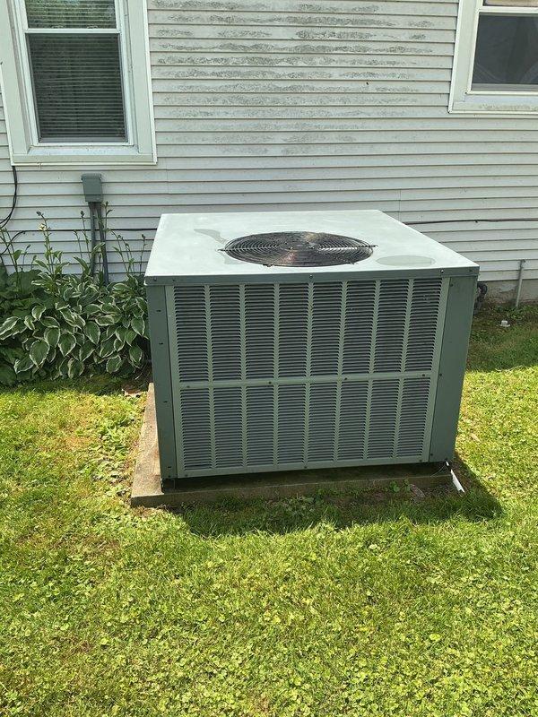 # HVAC Maintenance Summary

Completed Platinum Level maintenance on a 7-year-old residential HVAC system during second scheduled visit. Replaced 16x25x5 air filter and performed comprehensive system inspection. Accessed outdoor condenser unit positioned on concrete pad against house exterior, verifying proper placement and clearances. Inspected internal components including blower motor assembly, electrical connections, and insulation integrity. Unit operating within normal parameters with no immediate concerns identified. System maintenance renewed per service agreement.