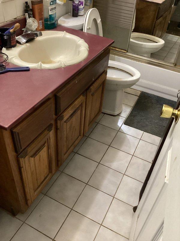 Conducted on-site plumbing assessment for kitchen and bathroom renovation project. Evaluated existing stainless steel double basin kitchen sink with chrome faucet and spray nozzle, inspecting supply lines and drain connections beneath decorative lattice cabinet panel. Assessed condition of drain lines and determined scope of work required for complete pipe rework. 

In bathroom, evaluated plumbing infrastructure serving vanity with oval sink basin, toilet, and bathtub/shower enclosure. Inspected existing drain lines and supply piping to determine extent of replacement needed. Provided comprehensive estimate for reworking water supply pipes, drain lines, and potential fixture replacement in both kitchen sink and bathroom areas to address plumbing system deficiencies and meet current code requirements.