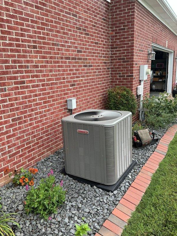# HVAC Maintenance Report

Completed comprehensive annual air conditioning tune-up on a one-year-old residential cooling system. Performed thorough inspection of outdoor condensing unit and indoor air handler located in garage. System found to be operating within normal parameters with no deficiencies noted.

## Work Performed:

**Outdoor Unit Inspection:**
- Inspected condensing unit exterior condition and mounting
- Verified proper clearances around equipment
- Checked refrigerant line insulation integrity
- Examined electrical connections and disconnect
- Cleaned condenser coil and removed debris from unit
- Verified fan motor operation and blade condition

**Indoor Unit Inspection:**
- Inspected air handler cabinet and mounting
- Checked condensate drain line for proper flow
- Examined PVC drain piping and connections
- Verified blower motor operation
- Inspected ductwork connections and sealing
- Checked air filter condition

**System Testing:**
- Measured supply and return air te