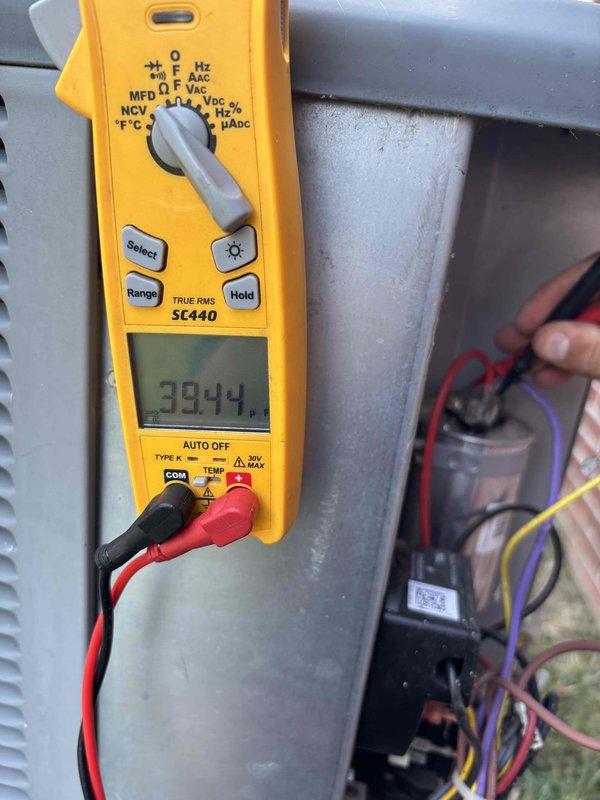 Completed planned maintenance visit on Gold Level system for 8-year-old home with single HVAC unit. Performed comprehensive electrical diagnostics using digital multimeter, recording voltage readings of 394V on system components. Inspected and tested electrical contactors, relays, and control wiring throughout the unit. Verified proper operation of CoreSense Connected HVAC diagnostic system with all associated control wiring connections. Checked capacitor condition and mounting. Customer requires 16x25x5 filter replacement and system renewal scheduling for first maintenance visit.