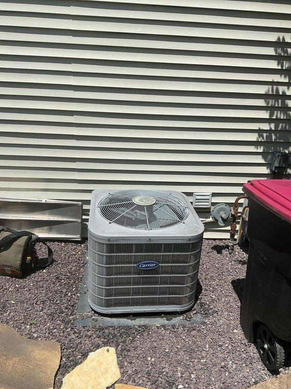 Completed scheduled air conditioning tune-up and maintenance on residential Carrier HVAC system. Performed comprehensive inspection of indoor air handler unit and outdoor condenser unit, verified all mechanical and electrical components operating within manufacturer specifications, and documented system condition with photographic records for maintenance history.