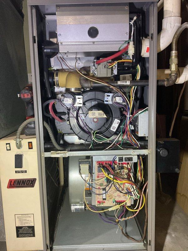 Completed annual Gold Level maintenance on 8-year-old Lennox HVAC system during second scheduled visit. Performed comprehensive inspection of all interior components including heat exchanger, blower motor assembly, capacitor, and control board with all electrical connections verified and found secure. Inspected outdoor condenser unit with focus on capacitor and electrical compartment, confirming proper operation of all components. All systems tested and operating within manufacturer specifications, with membership renewal due.